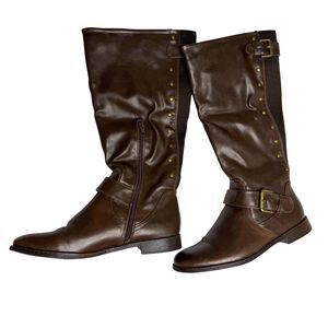 Pink & Pepper JR Zoomin Boots Studded Faux Leather Womens Brown 9